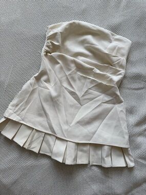 SABO Cream Strapless Pleated Mini Dress (XL)